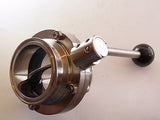 2.5" Tri Clamp, Tri Clover, Sanitary, Butterfly Valve with Pull Handle, Brewing