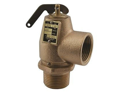 1" Male x 1" Female, ASME Low Pressure Steam Safety Valve, Set 5 PSIG, Bronze