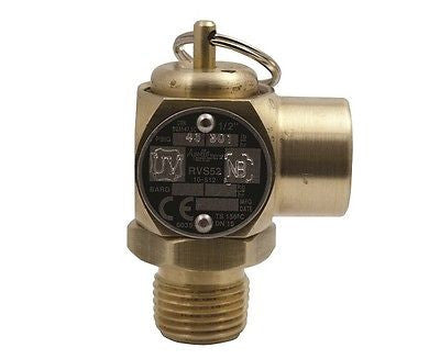 1/2" Male x 1/2" Female, Compact ASME Steam Safety Valve, Set 15 PSIG