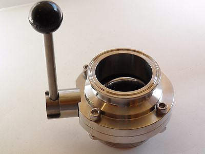 3" Tri Clamp, Tri Clover, Sanitary, Butterfly Valve with Pull Handle, Brewing
