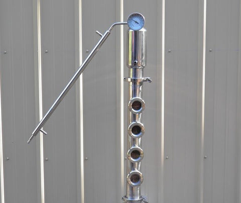 3" Stainless Steel Moonshine Still Reflux Column, 4-Sight Glasses