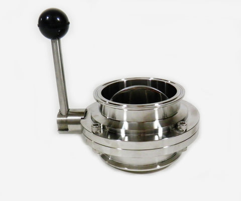 4" Tri Clamp, Tri Clover, Sanitary, Butterfly Valve with Pull Handle, Brewing