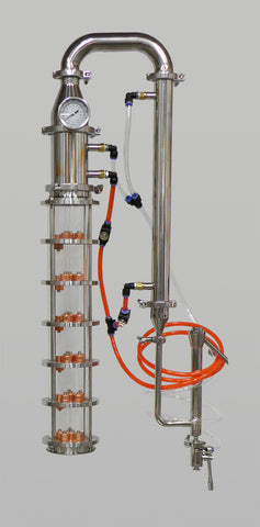 4" Borosilicate Glass Column, 6 Plate Column With Cooling Kit