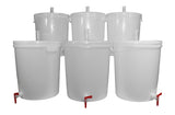 Eight Gallon Plastic Fermenter Bucket With Lid, Airlock, Thermometer, And Spigot (Package of Six)