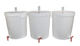 Eight Gallon Plastic Fermenter Bucket With Lid, Airlock, Thermometer, And Spigot (Package of Three)