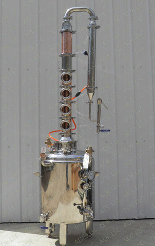 20 Gallon Jacketed Standard Series Still with 4”  4 plate Bubble Plate Column and 4".