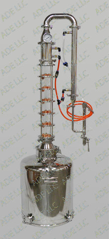 26 Gallon Moonshine Still with 4" Borosilicate Glass 6 Plate Column w/ Cooling