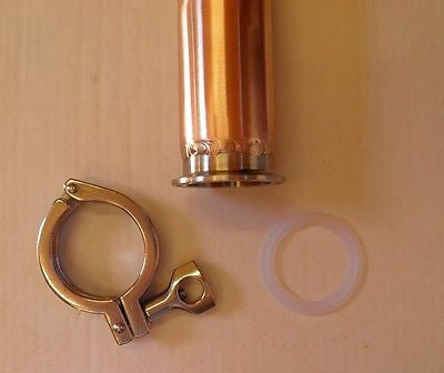 2" x 24" Copper Reflux Column, Moonshine Still Pipe, SS304 Ferrule Tri Clamp